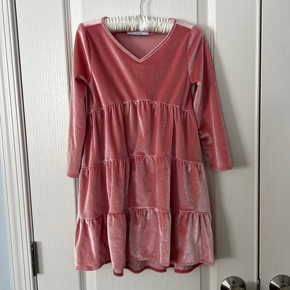 Old Navy Pink Velour LS Dress - Size XS (5)